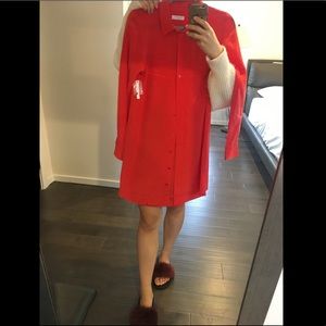 NWT red equipment silk shirt dress S/P